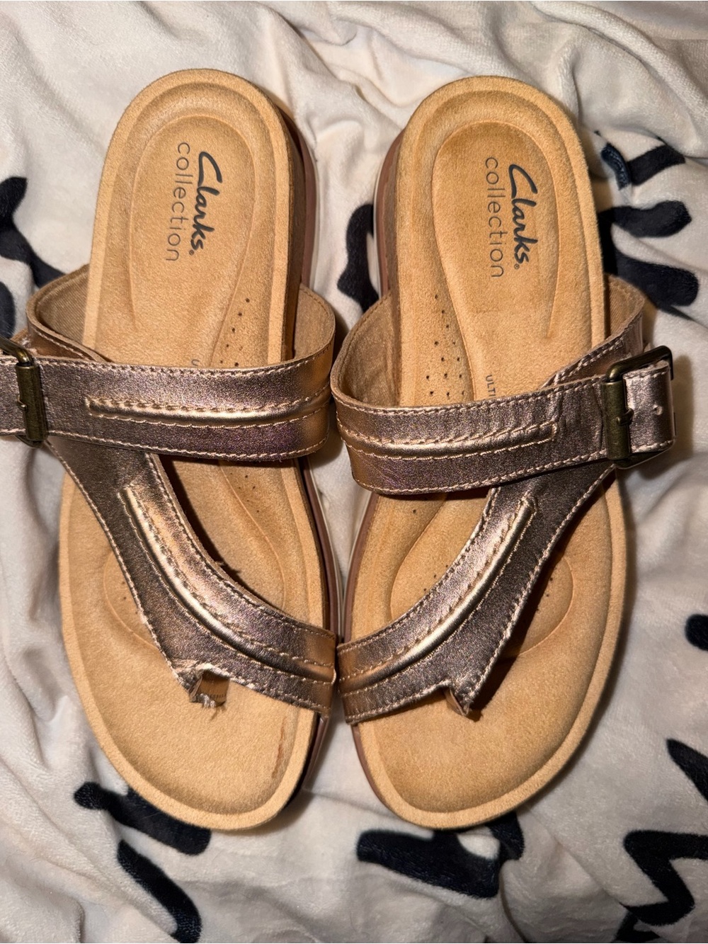 Clarks Metallic Bronze-Toned Women's Slide Sandals